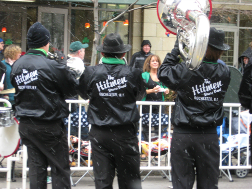 The Hitmen Brass Band welcome's Camarella's restaurant to the neighborhood.